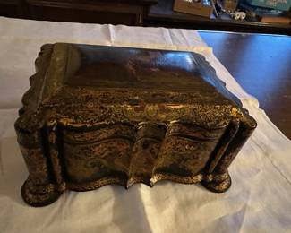 Paper Mache Fitted Needlework Box - England c. 1816-1864