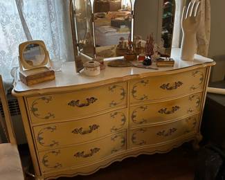 Dresser, Mirror, Perfume Bottles