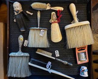 Bonnet Brushes w/ Sterling Silver Handles, Shoe Horn