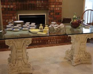 Glass-top dining table