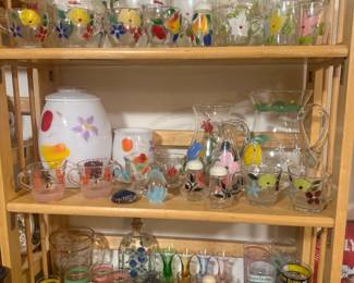 Vintage painted glassware