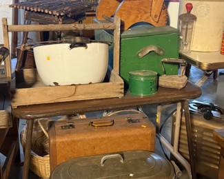 Antique boxes and bins