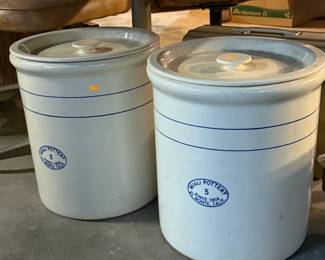 Vintage Miali Pottery Large Crocks