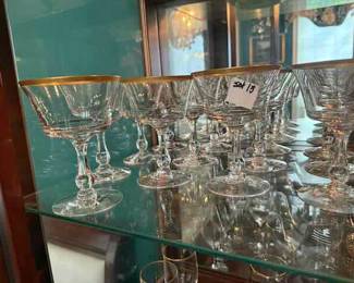 Set 13 Gold Rimmed Champagne Coupes