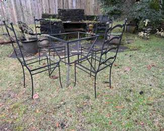 Vintage Iron Table Frame and 4 chairs 