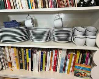 12 Four  piece place settings cuisinart casual blue and white china