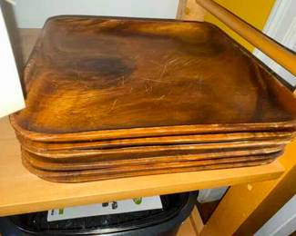 set 6 wood trays