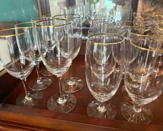 Gold Rimmed wine goblets and Iced tea goblets