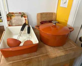 enameled cast iron dutch oven and rectangular baker