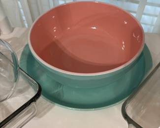 Vintage large bowl and gorgeous round platter.