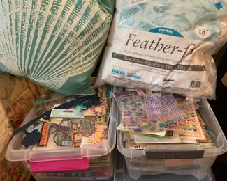 Pillows and crafts to dig into.