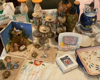 Candle holders, picture frames, special vintage Christmas box.