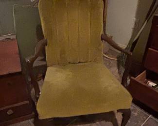 Mid Century Green Velvet Side Chair