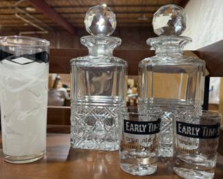 Crystal decanters and fabulous vintage barware