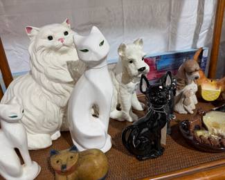 Vintage ceramic cats and dogs