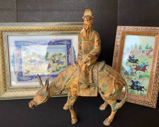 MI122VVintage Asian Metal Sculpture Paintings