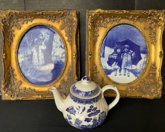 MI147VTwo Dutch Blue And White Porcelain Tile, Antique Frames