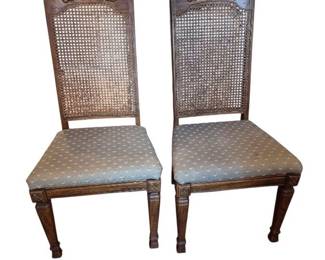Set of 2 Cane Back Dining Chairs