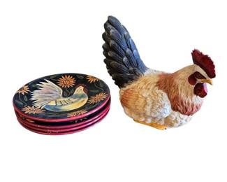 4 CIC Susan Winget Plates and Acute Ceramic Rooster