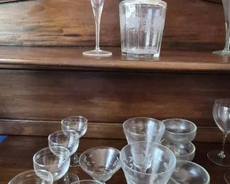 Etched Glassware Lot