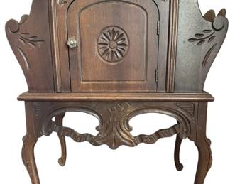 Antique Chairside Tobacco Humidor with Copper Lined Interior and Magazine Rack