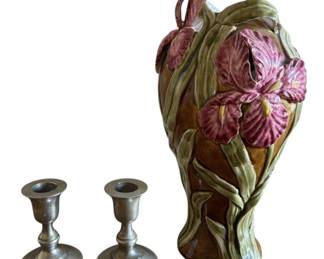 Vintage Jay Willfred Andrea by Sadek Iris Vase and 2 Small Candlesticks
