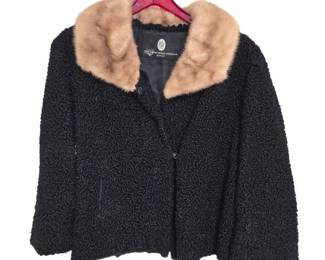 Vintage Black Persian Lamb Fur Jacket with a Natural Mink Fur Collar Made for The JL Hudson Company
