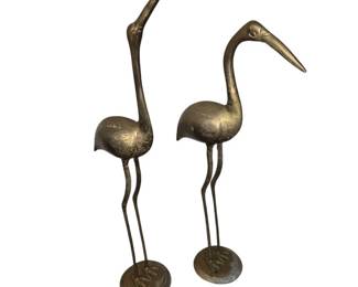 Pair of Solid Brass Cranes