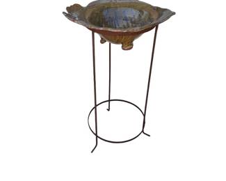 Ceramic Fish Bird Bath with Metal Stand