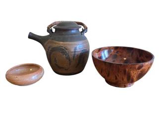 Pottery Teapot and Other Items