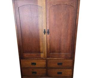 Mission Oak Entertainment Cabinet Armoire