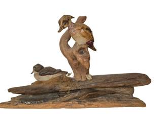 Unique Handcrafted Driftwood Sculpture Featuring Ducks