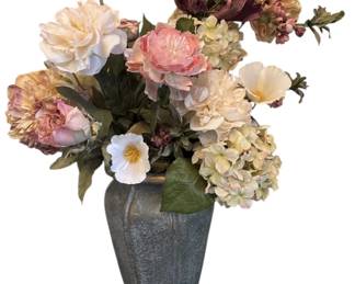 Faux Floral Arrangement in Gorgeous Vintage Vase by Harris Potteries Chicago