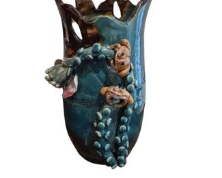 Mid Century Glazed Frog Vase
