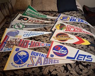 Vintage autographed NHL hockey penants