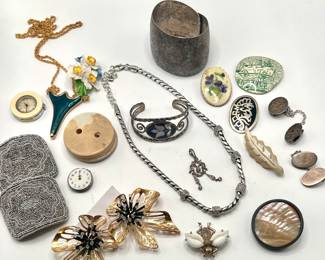 Brighton Necklace. Vintage Milk Glass Bee Pin. So many precious treasures from the past. 