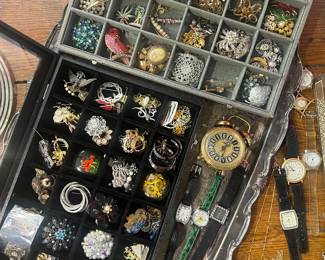 A Small Sampling of Our Very Large Collection of Vintage & Antique Brooches & Pins. 