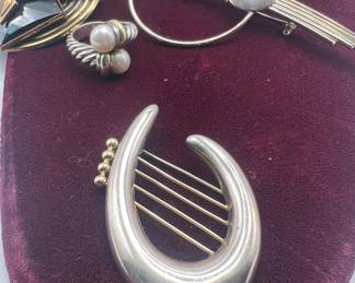 Artisan Rachel Gera Sterling Silver & Gold Brooch