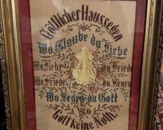 Antique 19th Century German Needlepoint Sampler