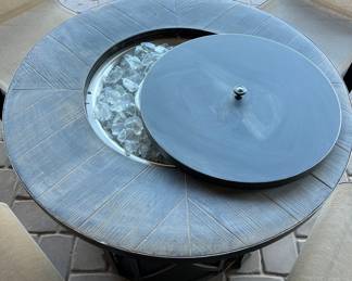 Patio Glass Propane Firepit w 4 Chairs