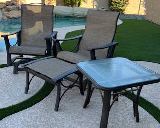 Slingback Chairs w Ottoman and Table