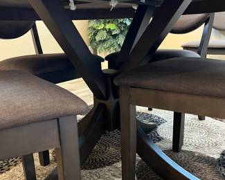 Dining Table Mid Century Design w 4 Chairs and Glass Covered Top