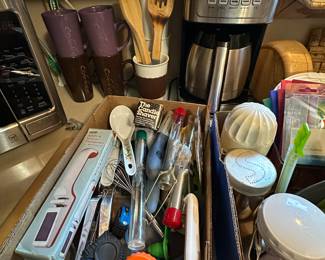 Utensils and Cuisinart coffee maker