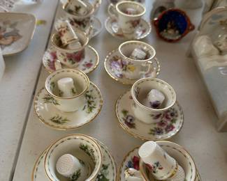 Royal Albert flower of the month teacup, saucer and thimble 