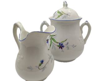Large unmarked creamer and sugar pot