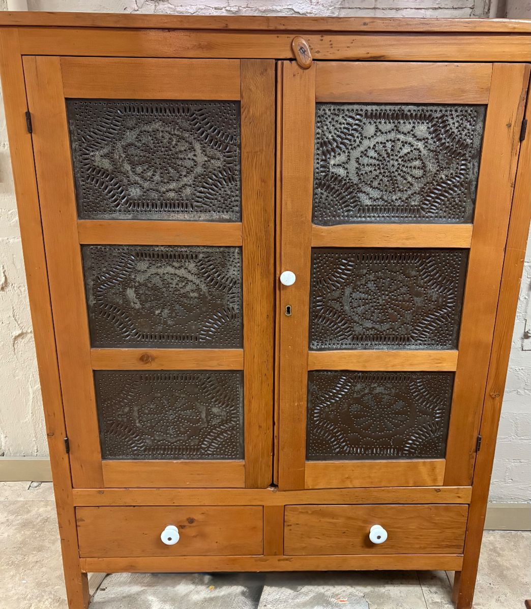 12 Tin Pie Safe with unique punched tin pattern