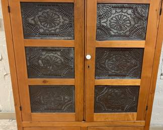 12 Tin Pie Safe with unique punched tin pattern