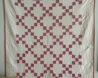 Antique Child Quilt.  Pink/White