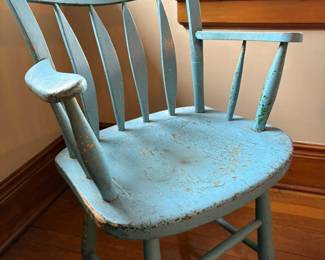 Arrow back chair original blue paint