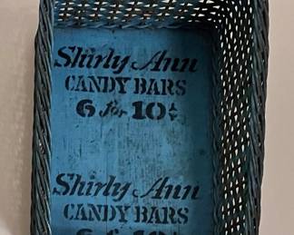 The Best Old Robins Egg Blue Advertising Basket --Shirly Ann Candy Bars 1900-1905